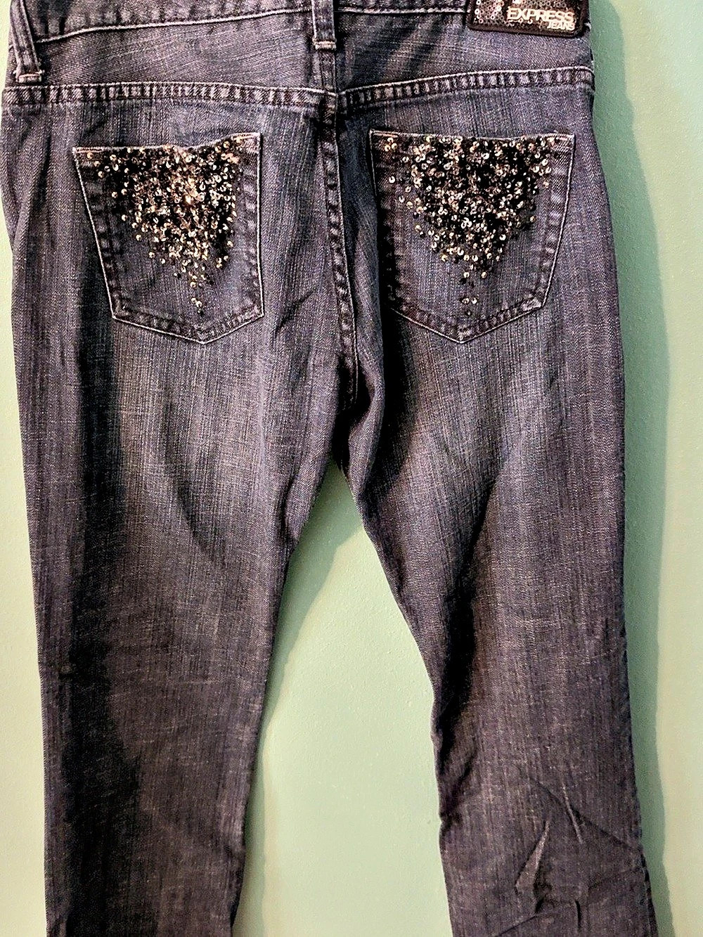 Express Stella Bootcut Jeans Size 8 Y2K Sequin Embellished Low Rise